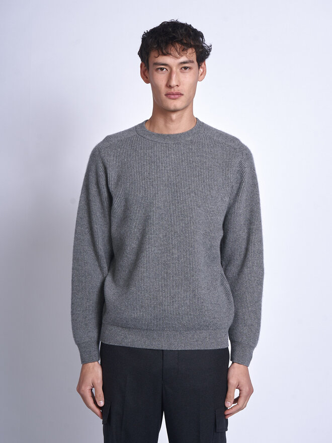 Batoner: Gray Innocent Cashmere Rib Sweater | Men's Designer
