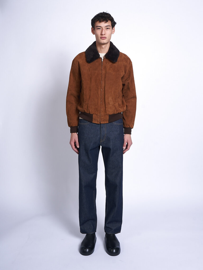 Auralee Camel Brown Goat Suede Zip Jacket