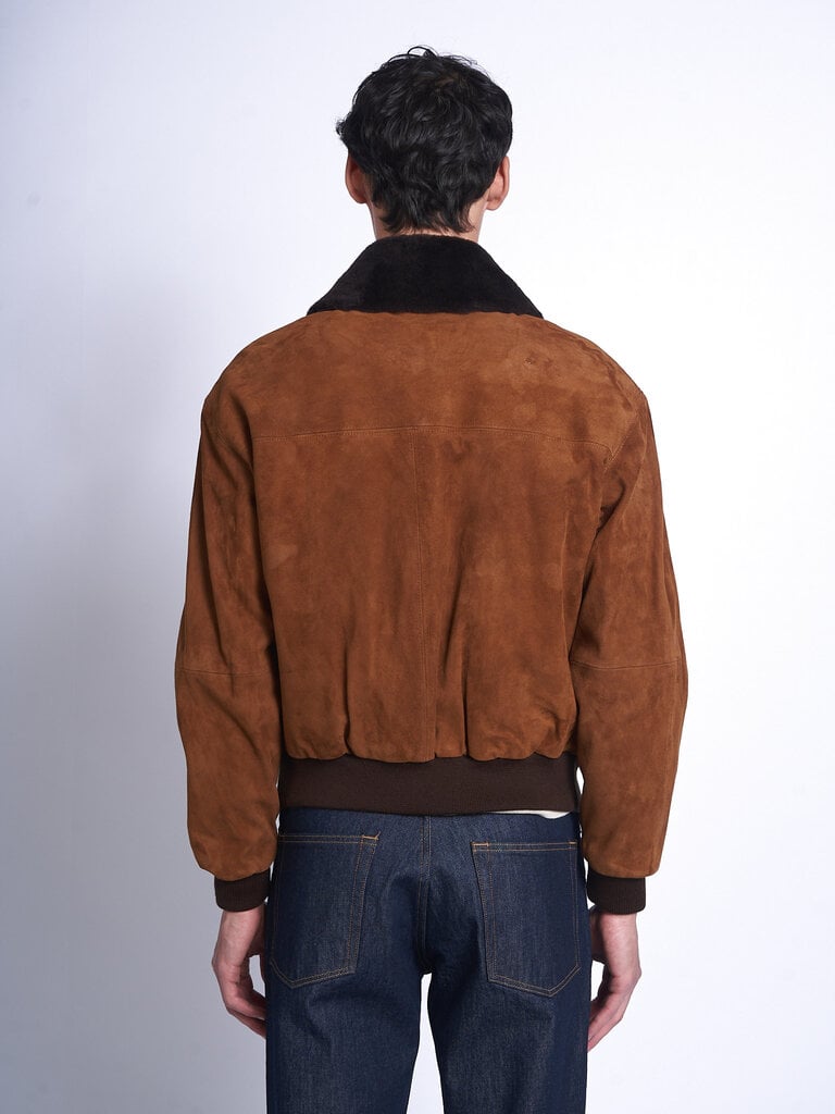 Auralee Blouson Goat Suede Zip Brun Chameau