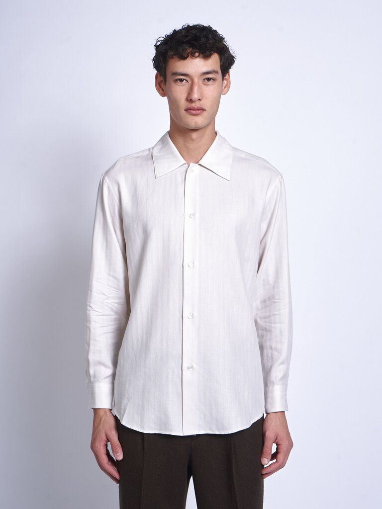 Auralee Chemise COTTON CASHMERE HERRINGBONE Ivoire