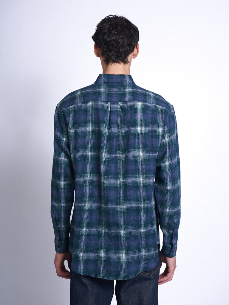 Auralee Chemise AIRY WOOL CHECK Vert Forêt/Marine