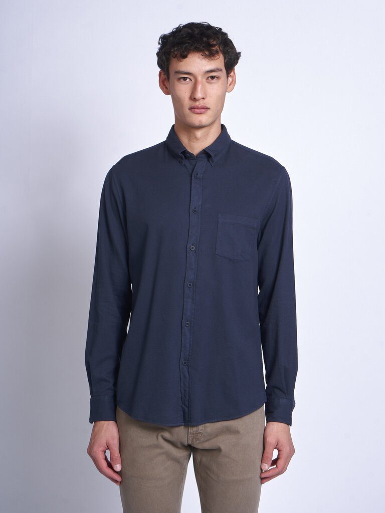 Sunspel Chemise BRUSHED COTTON FLANNEL Marine