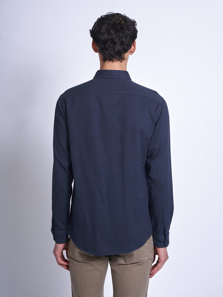 Sunspel Chemise BRUSHED COTTON FLANNEL Marine