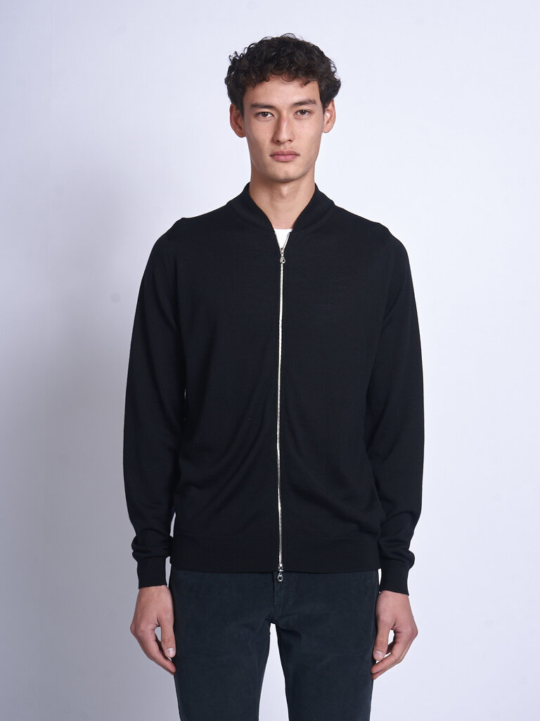 John Smedley Blouson Maclean Full Zip LS Noir