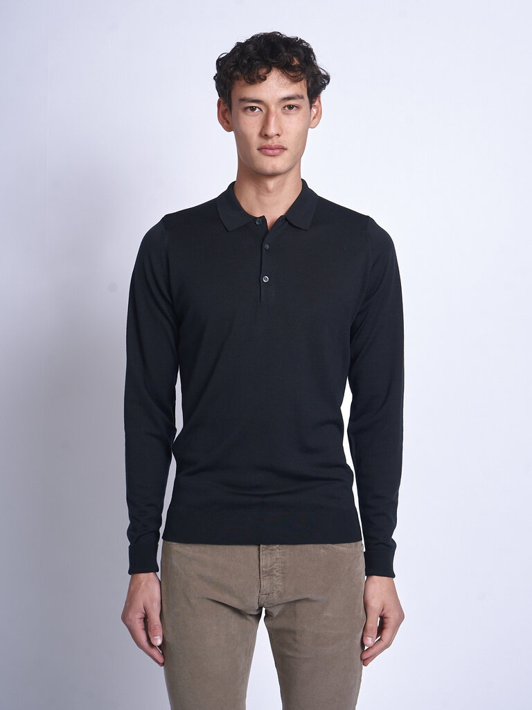 John Smedley Black Bradwell LS Polo