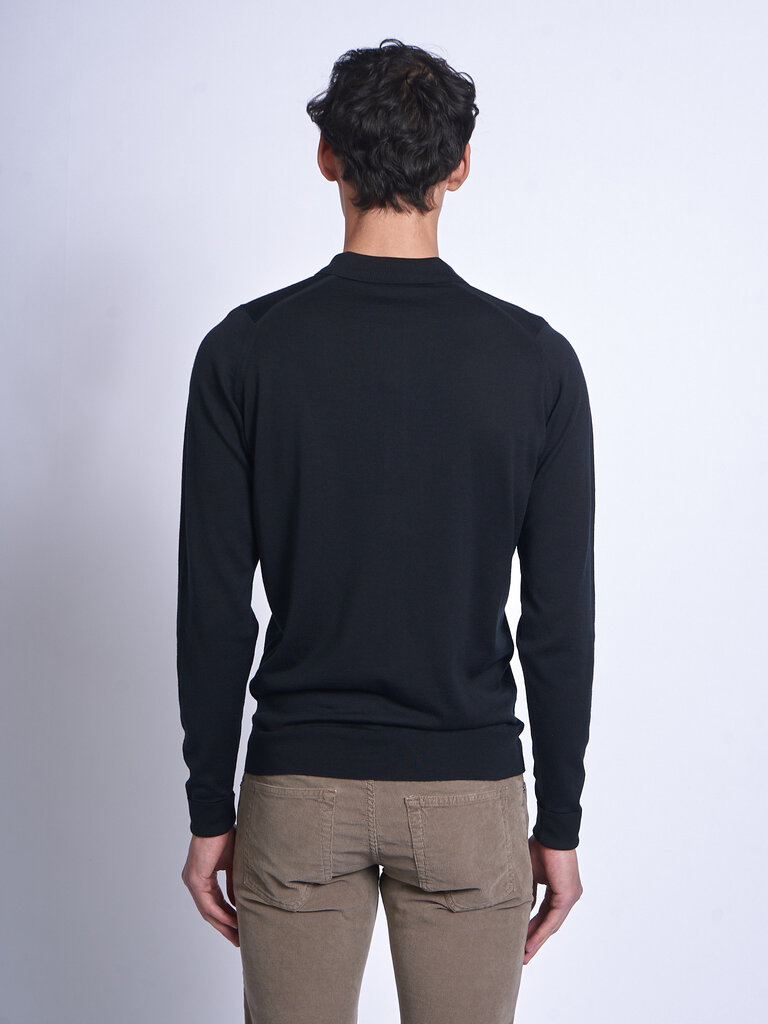 John Smedley Black Bradwell LS Polo