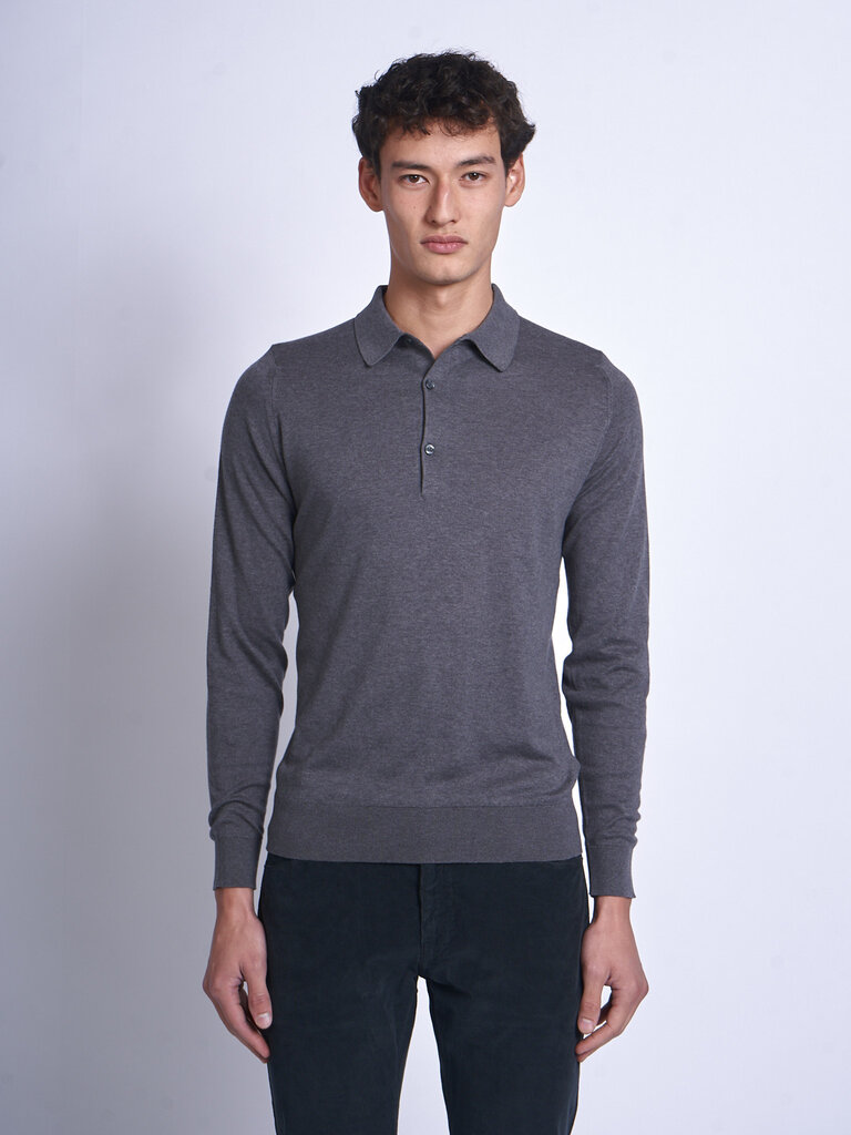 John Smedley Polo Bradwell LS Charcoal