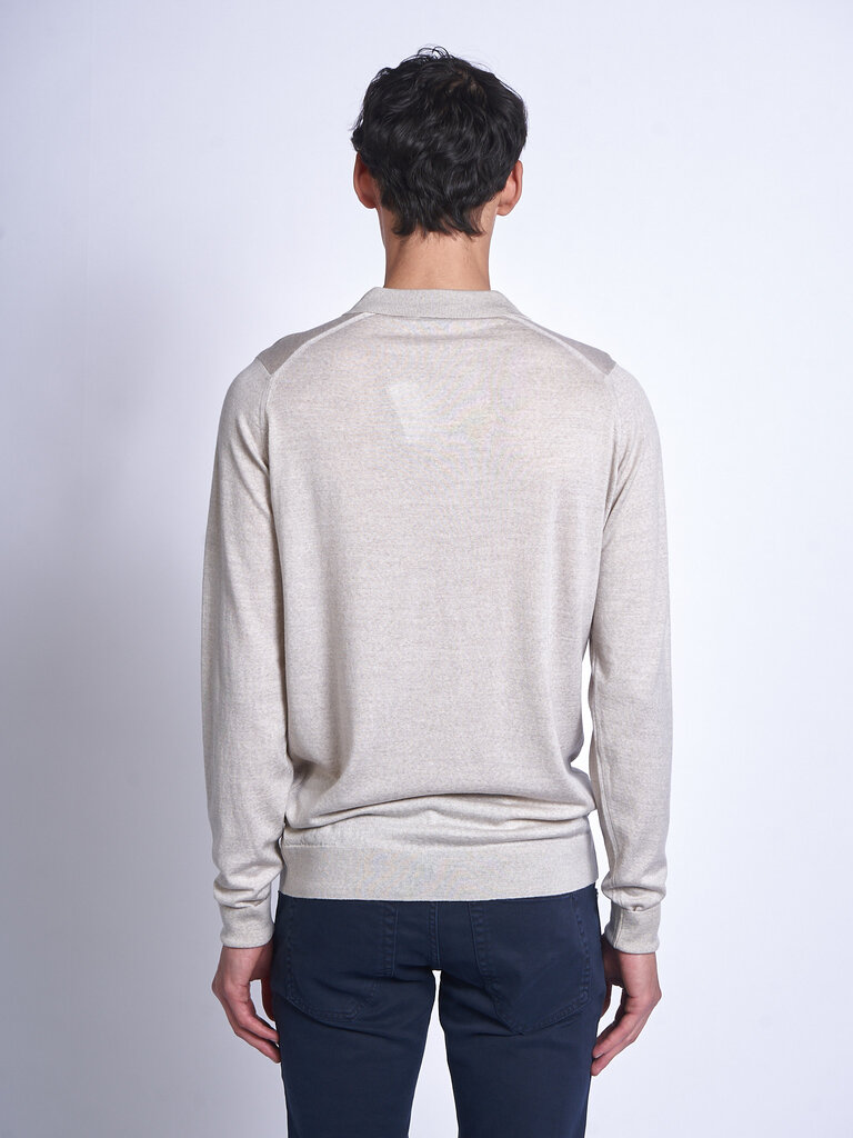 John Smedley Polo Cotswold LS Grey Fleece