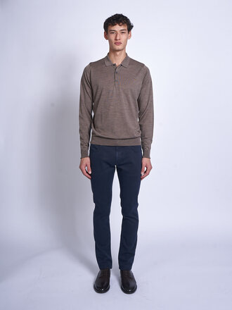 John Smedley Mushroom Cotswold LS Polo