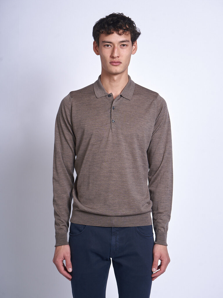John Smedley Mushroom Cotswold LS Polo