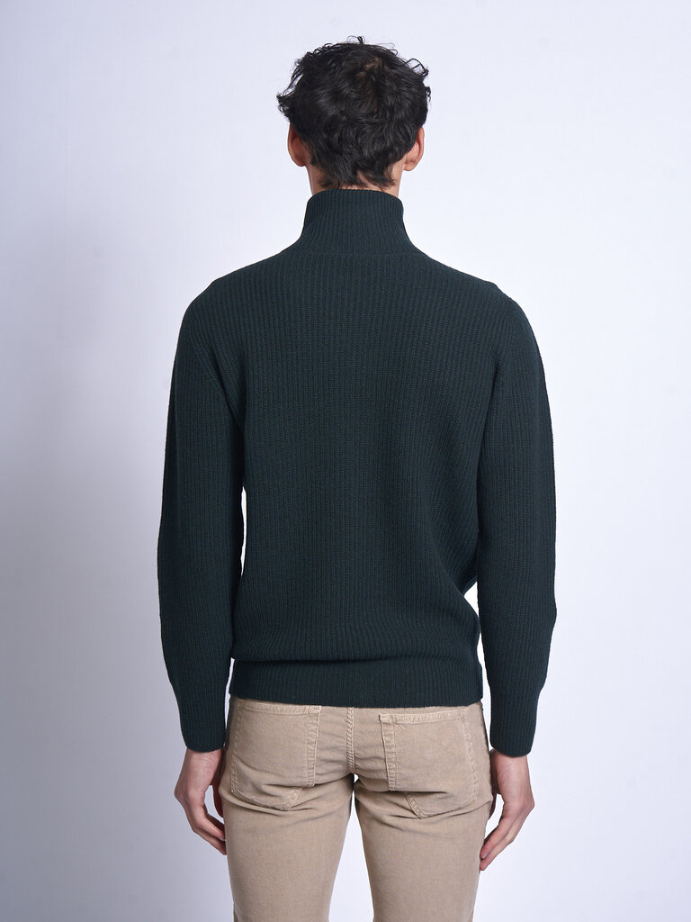 John Smedley Cardigan Mallam Ribbed LS Douglas Fir