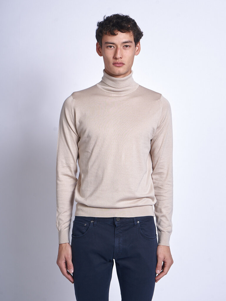 John Smedley Chandail Col Roulé Hawley LS Almond