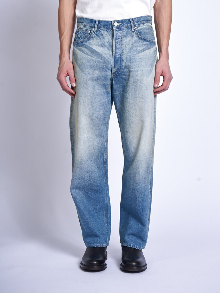 Auralee Faded Indigo Selvedge Faded Heavy Denim Jeans