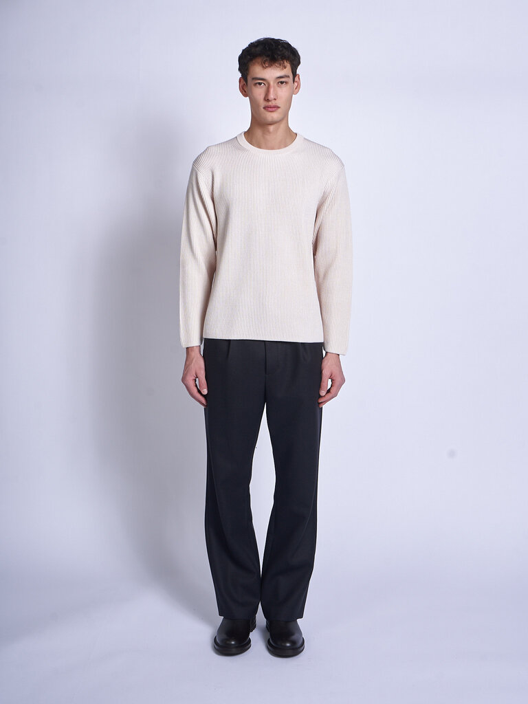 Batoner Ivory Solid Wool Rib Sweater