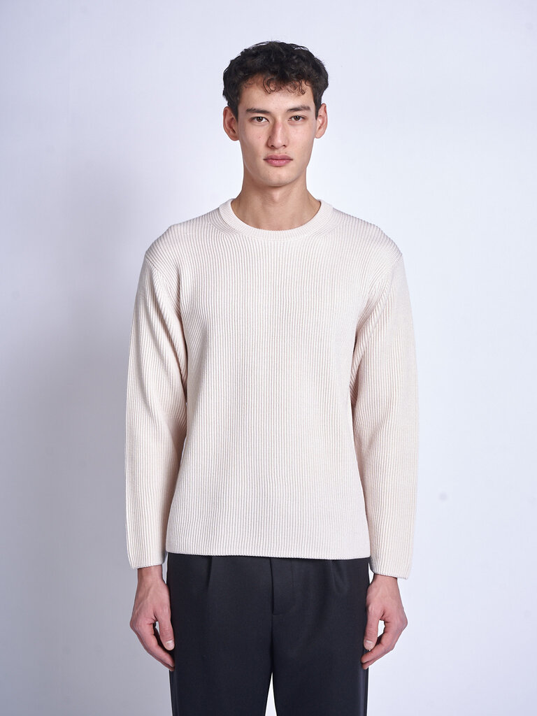 Batoner Ivory Solid Wool Rib Sweater