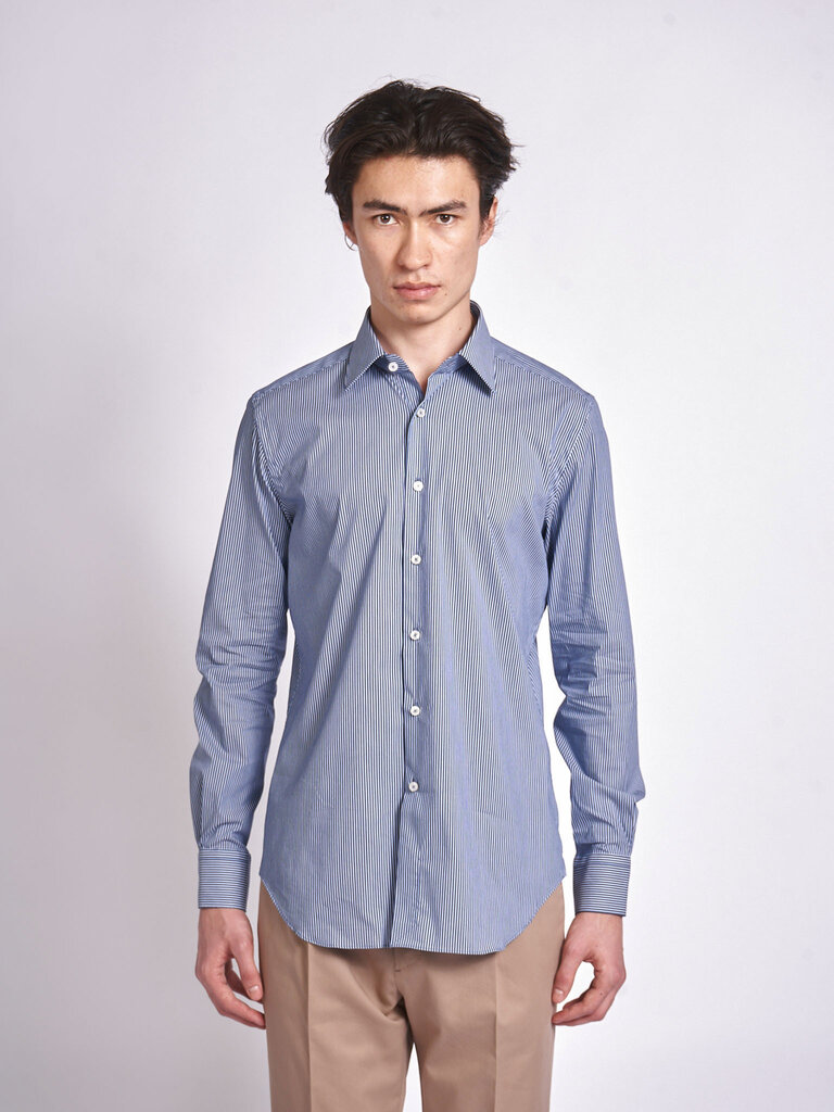 Xacus Chemise 11270-564ML Marine Rayures Blanches