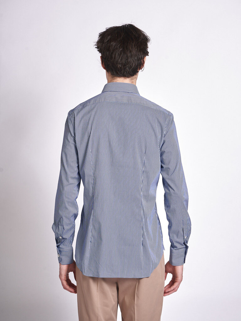 Xacus Chemise 11270-564ML Marine Rayures Blanches