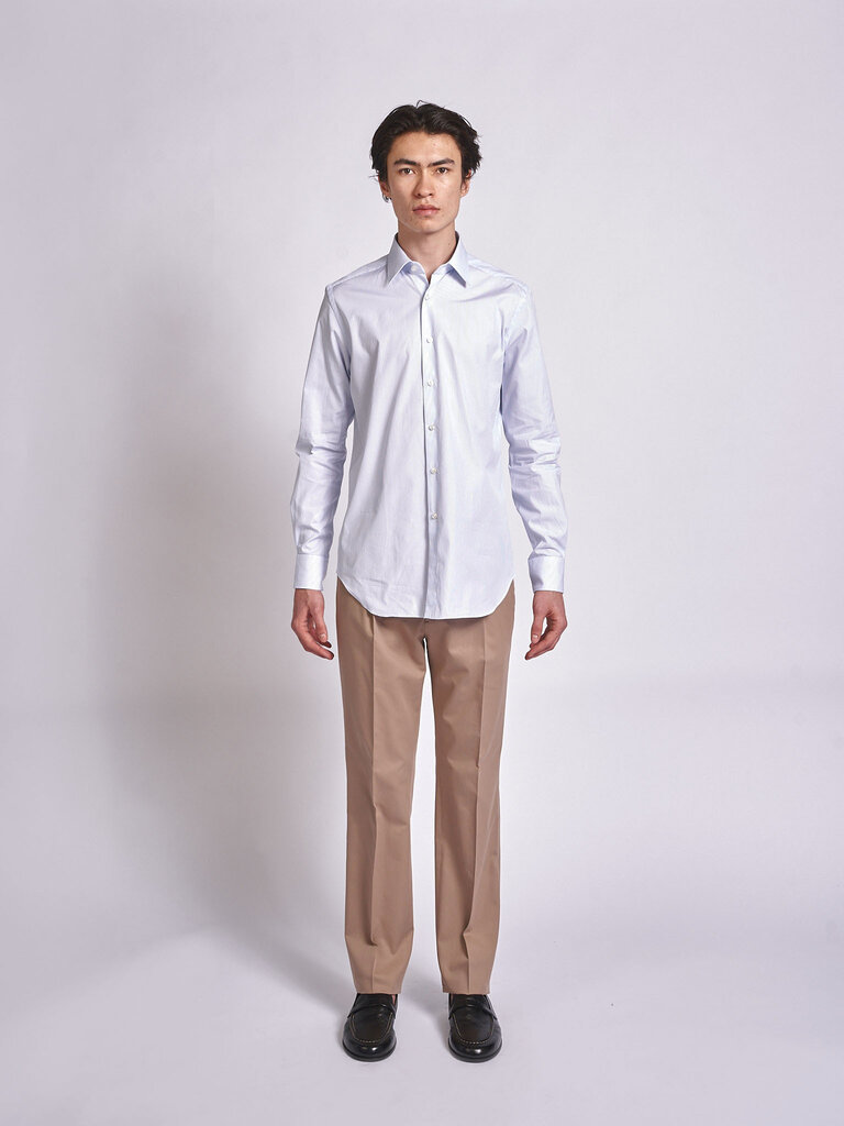 Xacus Chemise 11232-564ML Blanc Rayures Bleues Pâles