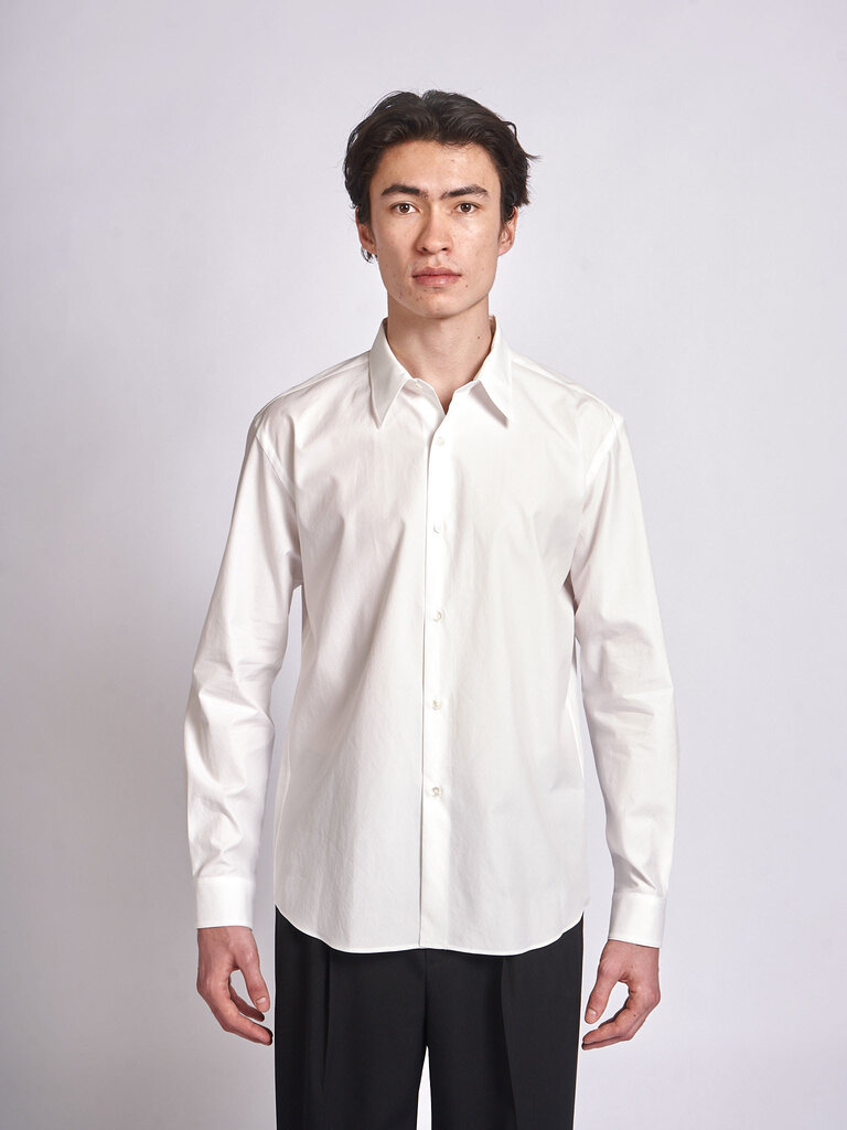 Auralee Chemise Washed Finx Twill Slim Blanc