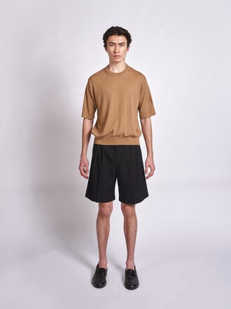 Auralee Camel Brown Cashmere Hard Twist Knit T-Shirt