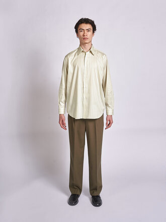 Auralee Ivory Stripe Cotton Silk Striped Shirt