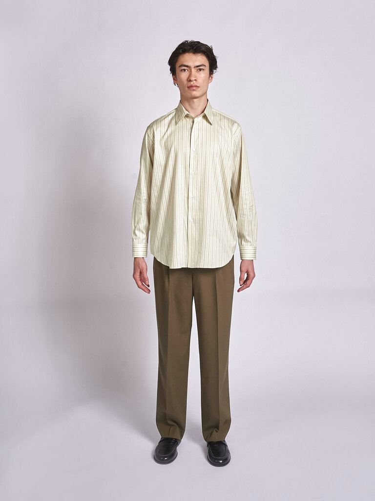 Auralee Ivory Stripe Cotton Silk Striped Shirt