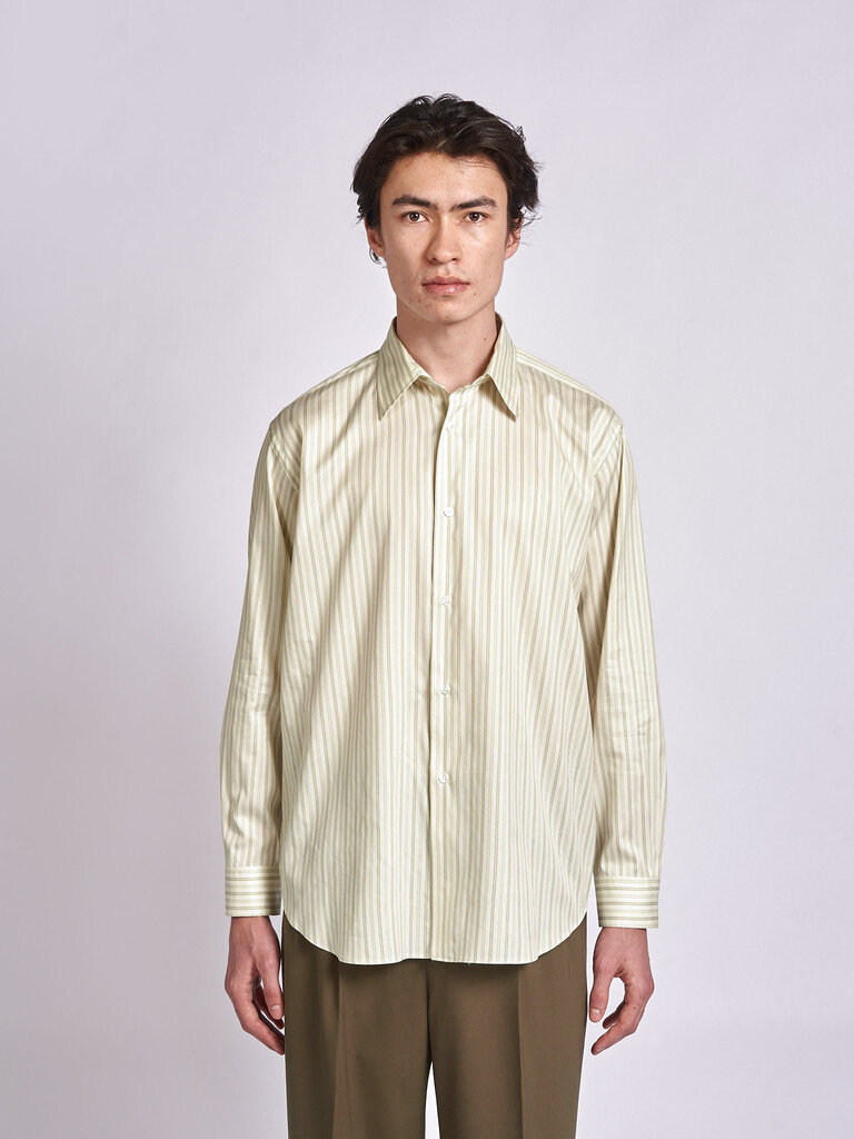 Auralee Chemise Cotton Silk Striped Rayures Ivoires