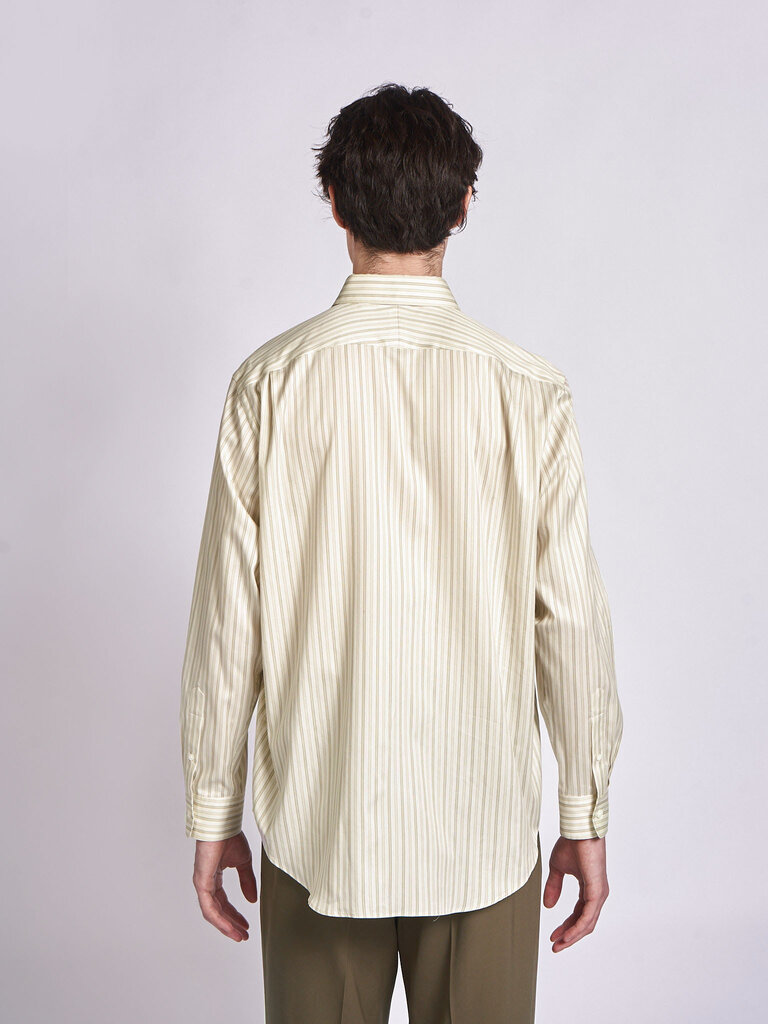 Auralee Ivory Stripe Cotton Silk Striped Shirt
