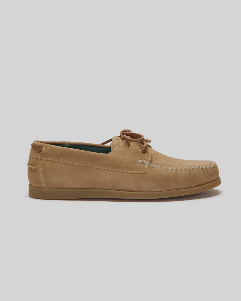 Vinny's Beige Suede Boatman Shoes