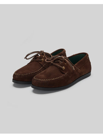 Vinny's Dark Brown Suede Boatman Shoes