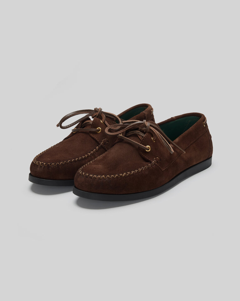 Vinny's Dark Brown Suede Boatman Shoes