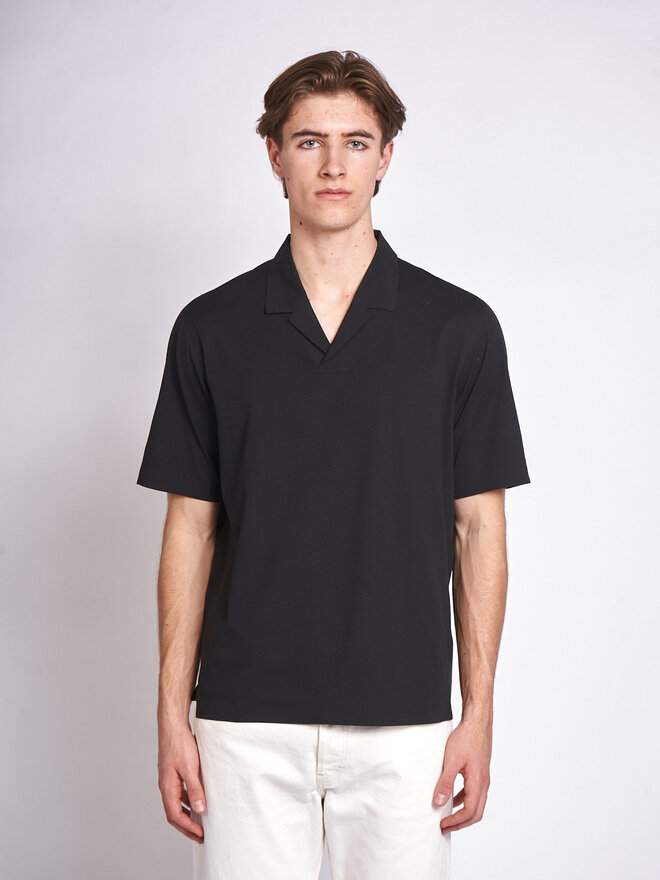 Veilance: Black Metron SS Polo | Men's Designer Clothes | MICHEL