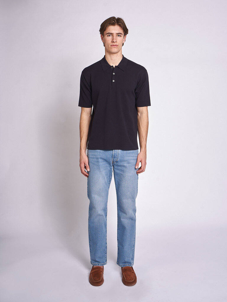 Batoner Navy 32G Smooth Knit S/S Polo