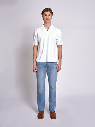 Polo 32G Smooth Knit S/S Blanc
