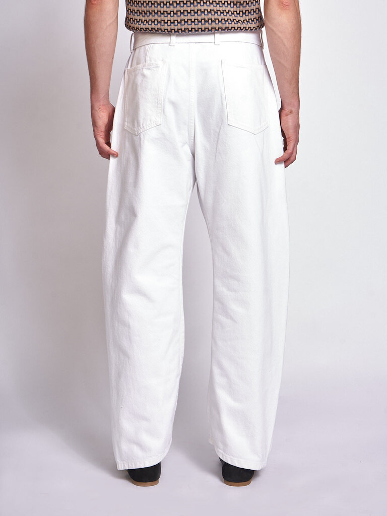Lemaire Pantalons Twisted Belted Blanc Cassé