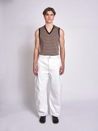 Lemaire Pantalons Twisted Belted Blanc Cassé