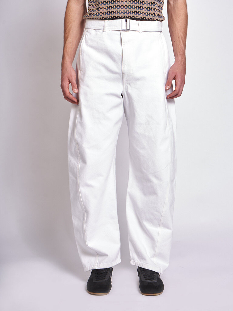Lemaire Pantalons Twisted Belted Blanc Cassé
