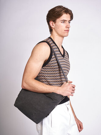 Lemaire Sac Small Belted Tote Noir Cendré