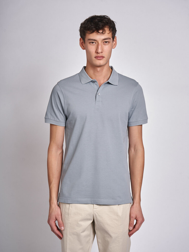 Sunspel Stone Blue Pique Polo