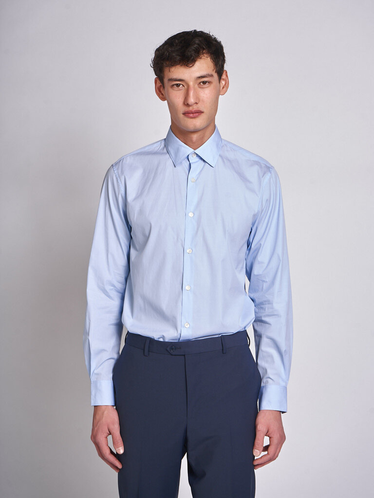 Sunspel Light Blue24 Cotton Stretch LS Shirt