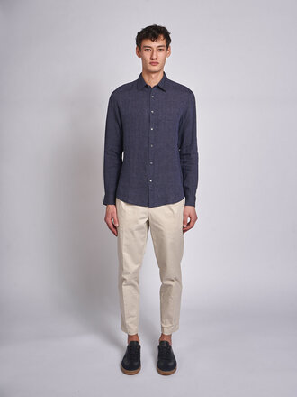 Sunspel Chemise Linen LS Marine Mélange