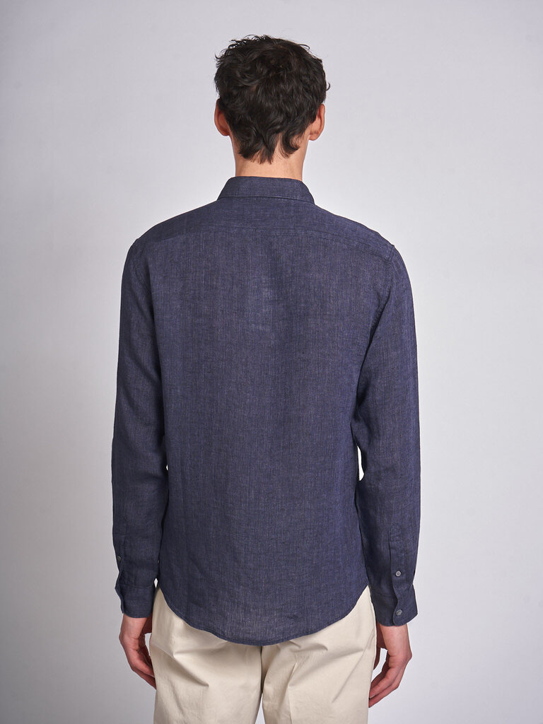 Sunspel Chemise Linen LS Marine Mélange