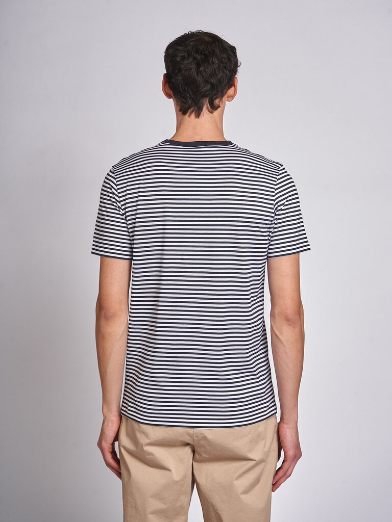 Sunspel White/Navy Stripes SS Classic MTSH0001 T-Shirt