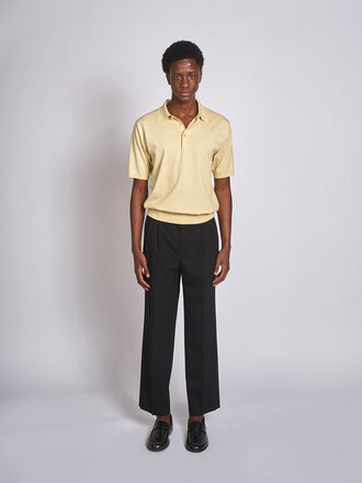 Auralee Beige Jaune Giza High Gauge Knit Polo