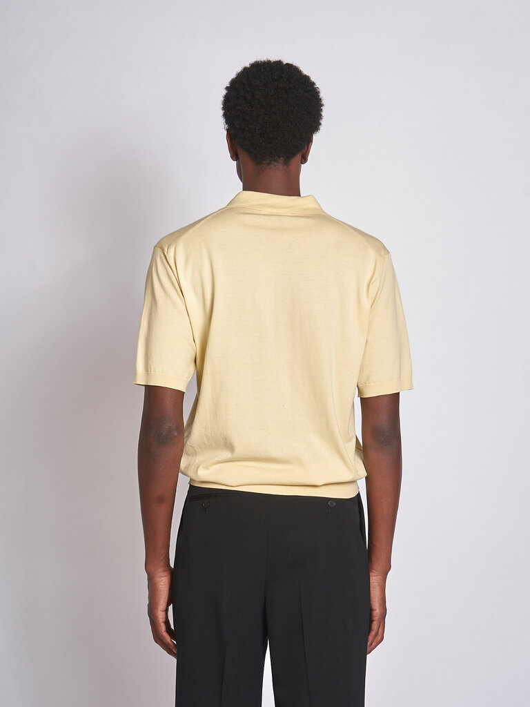Auralee Beige Jaune Giza High Gauge Knit Polo