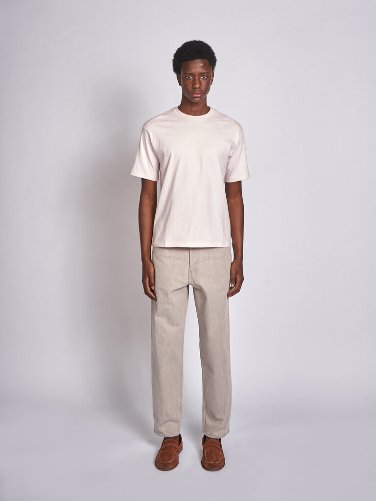 Auralee T-shirt Brushed Organic Cotton Jersey Rose pâle