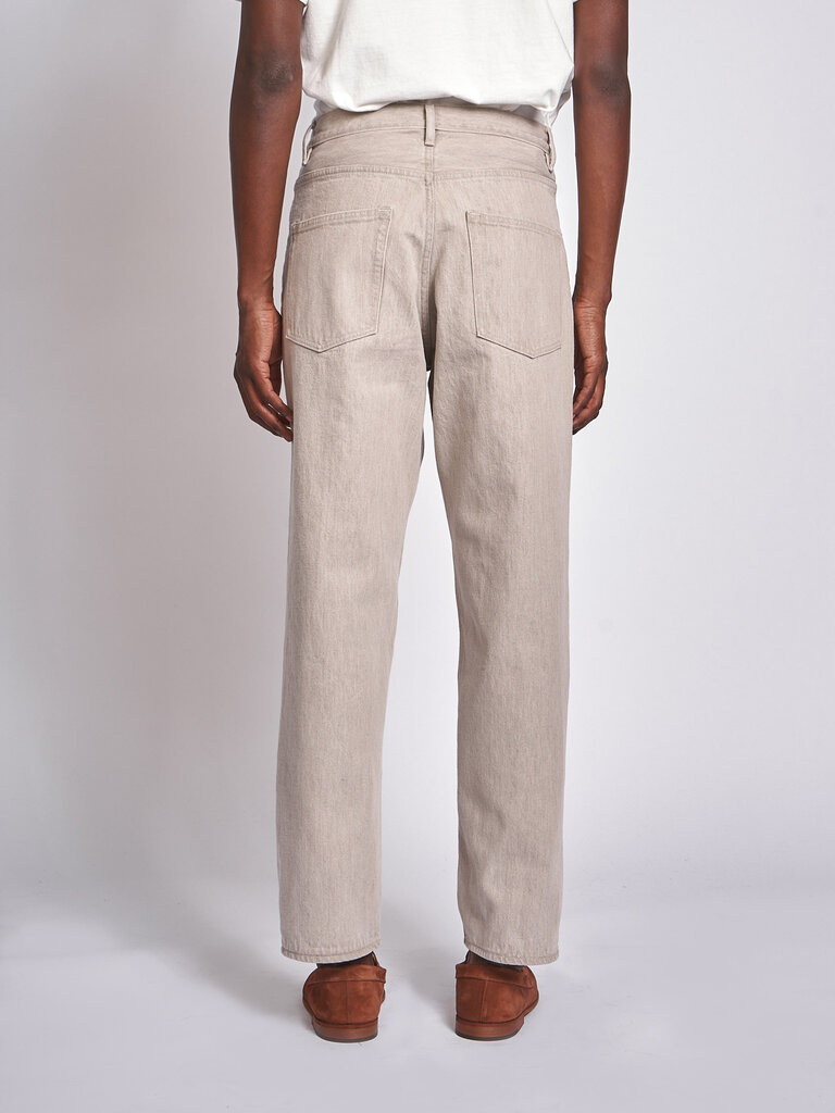 Auralee Jeans Faded Hard Twist Brown Denim Wide Gris Pâle