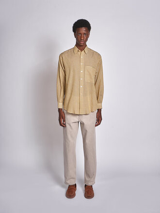 Auralee Chemise Airy Light Cotton Check Big Shirt Carreaux Moutarde