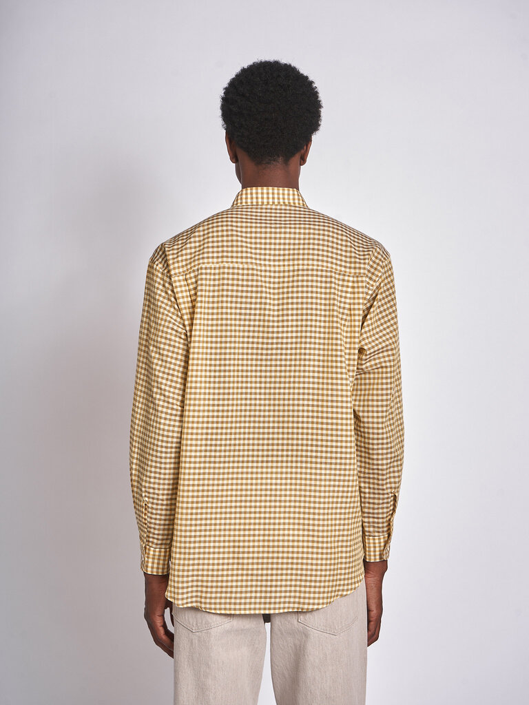 Auralee Chemise Airy Light Cotton Check Big Shirt Carreaux Moutarde
