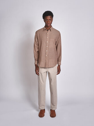 Auralee Chemise Airy Light Cotton Check Big Shirt Carreaux Brun